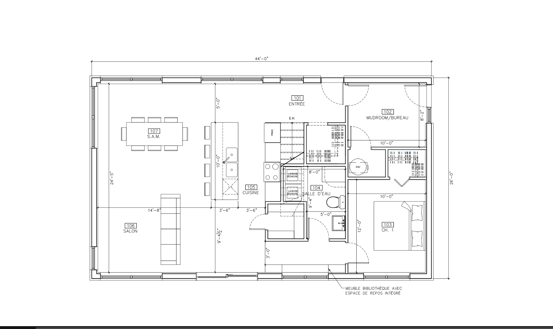 Plan d'étage du Modele 2, version Standard
