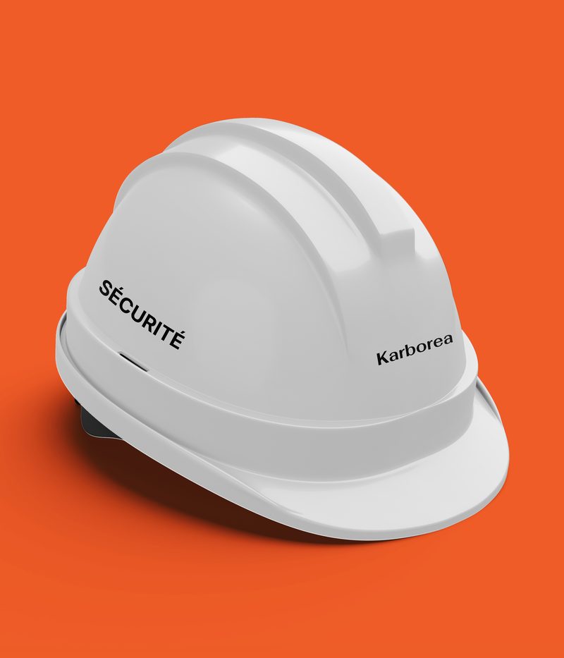 Casque de sécurité Karborea blanc sur fond orange